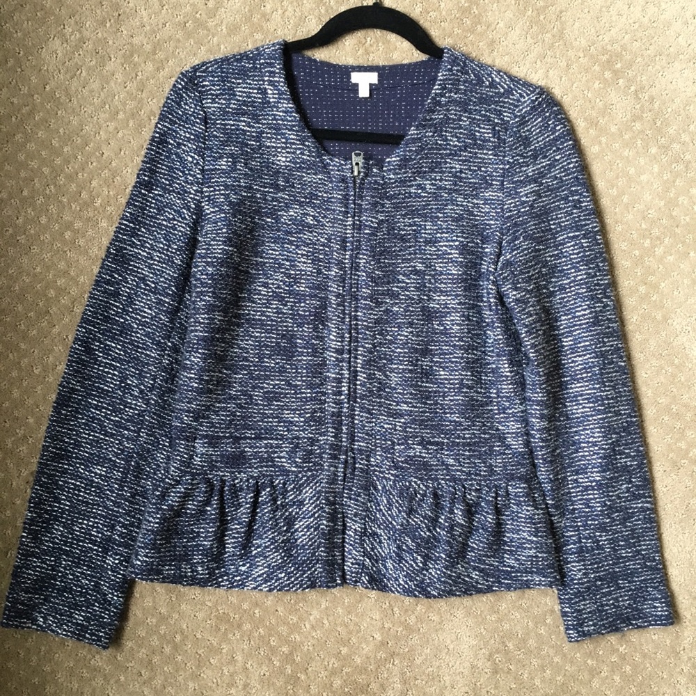 J Crew zip front tweed jacket